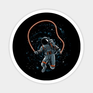 Funny Astronaut skipping rope in outer space Magnet